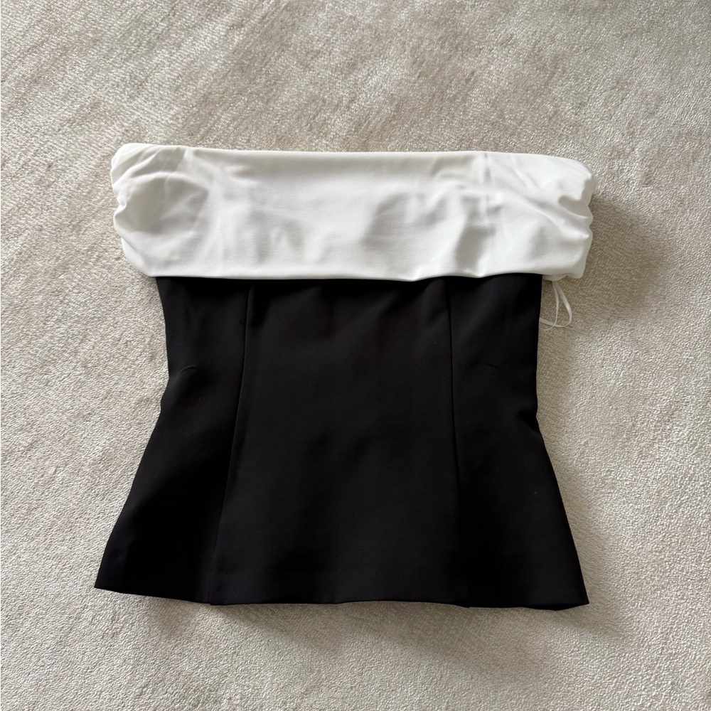 Zara Black and White Off-Shoulder Top